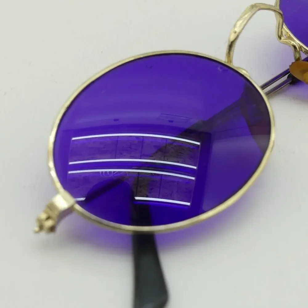 Vintage 90s Oval Gold Metal Sunglasses Brown Tint Lens UV400 Retro Y2K Steampunk